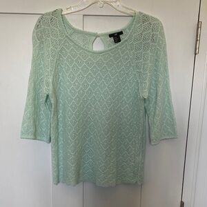 H&M Mint Green Pointelle knit open weave sweater size M